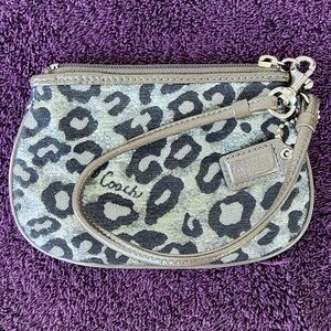 Coach metallic cheetah print wristlet